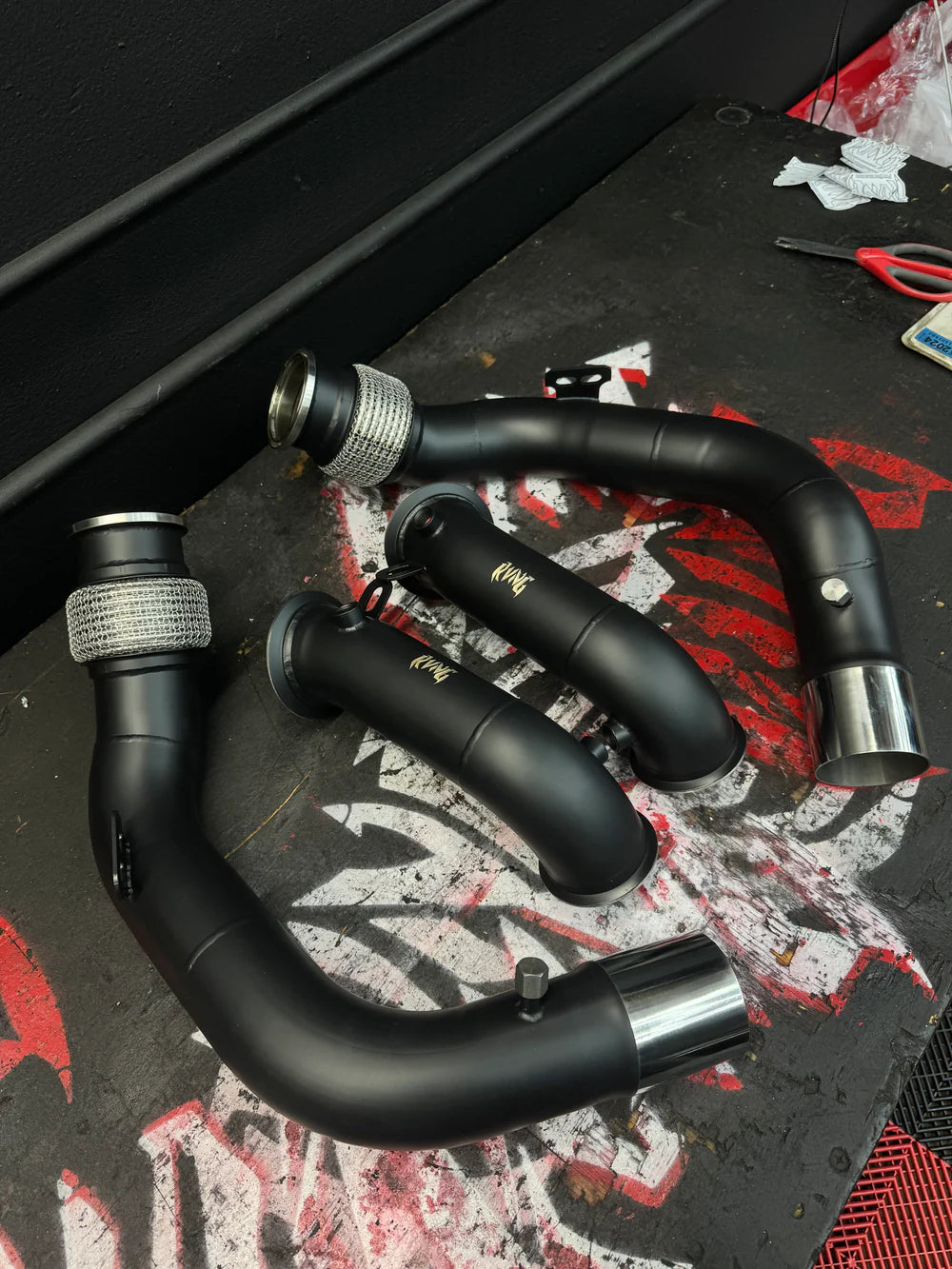 RVNG Raceworks - S63 High Temp Coated 3" Race Downpipes for BMW F9X M5 / M8