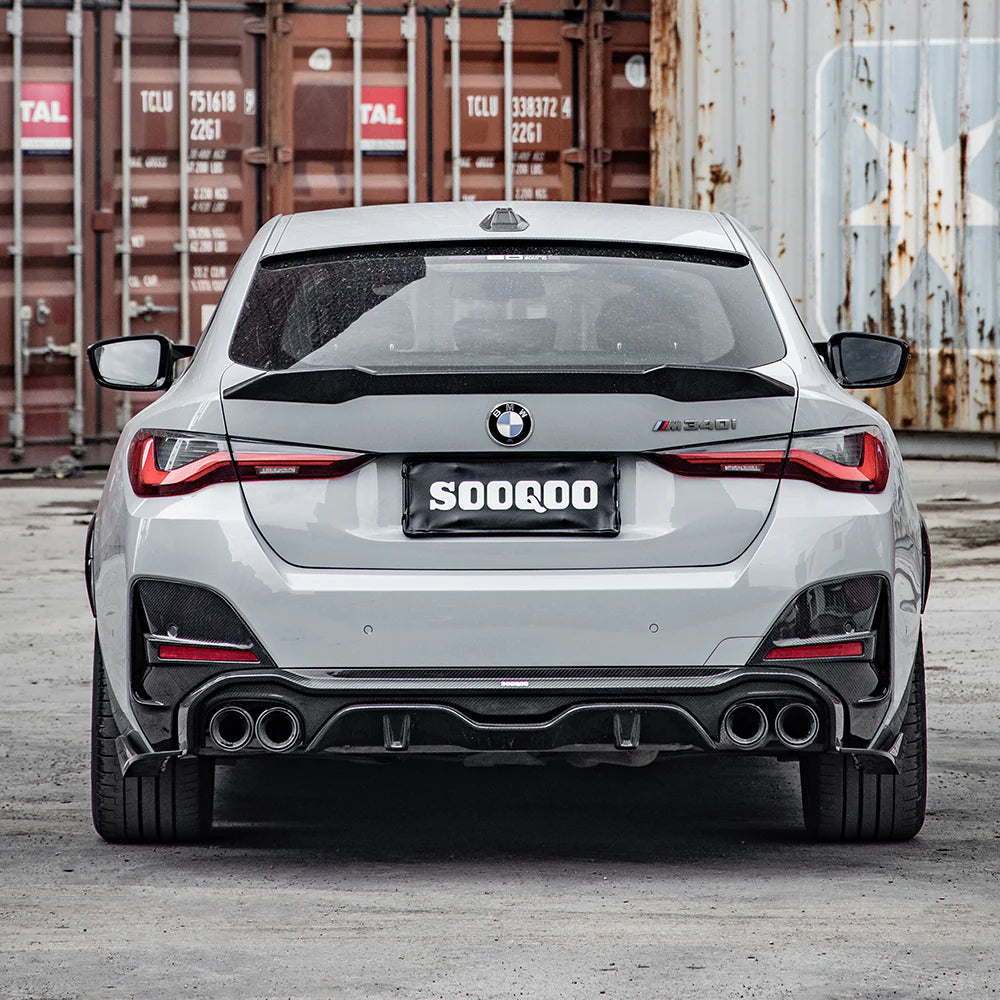 SOOQOO - Carbon Fiber Quad Tips Rear Diffuser for BMW G26 4 Series