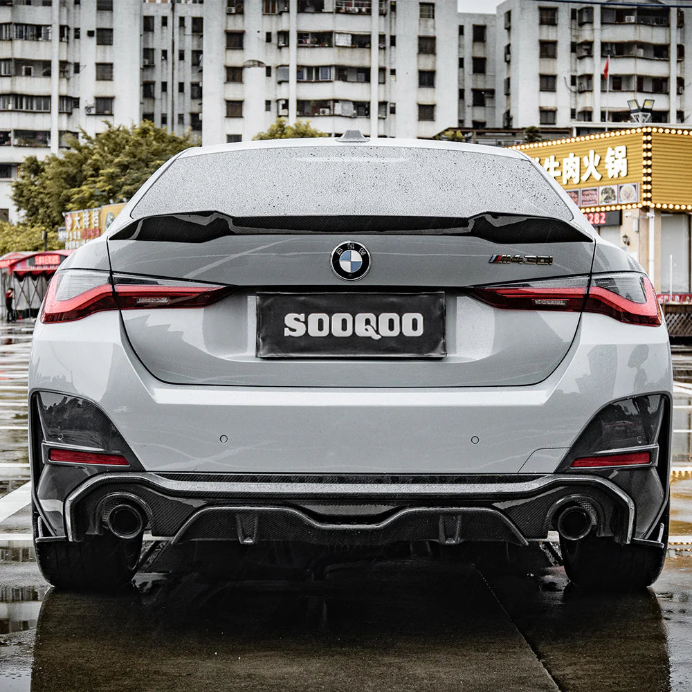 SOOQOO - Carbon Fiber Dual Tip Rear Diffuser for BMW G26 4 Series