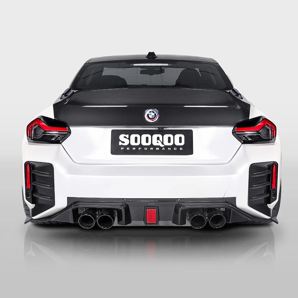 SOOQOO - Type-C Carbon Fiber Rear Diffuser w/ Brake Light for BMW G87 M2