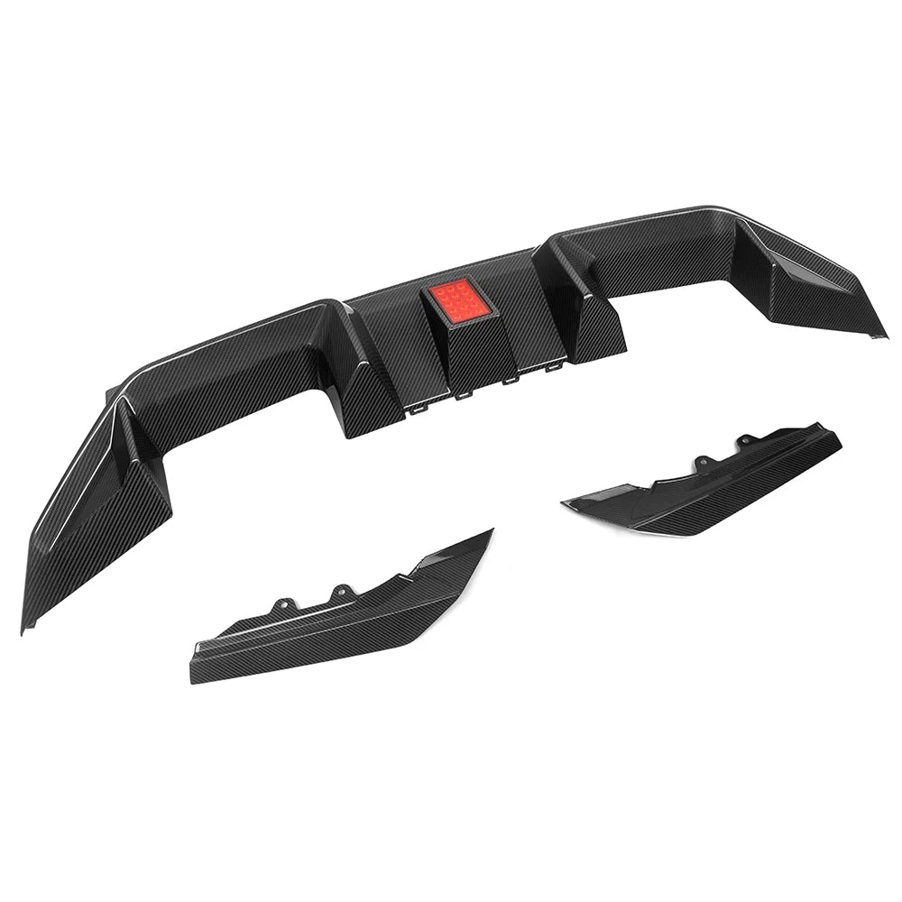 SOOQOO - Type-C Carbon Fiber Rear Diffuser w/ Brake Light for BMW G87 M2
