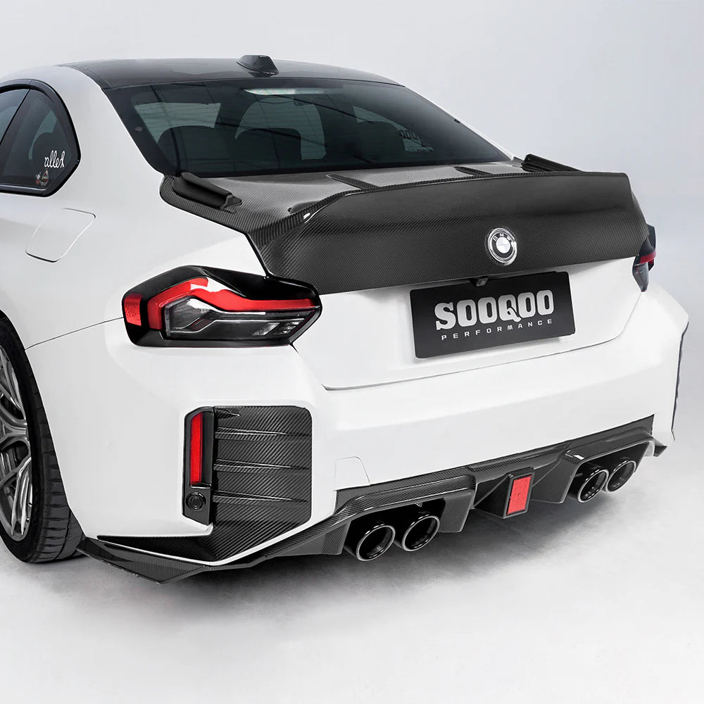 SOOQOO - Type-C Carbon Fiber Rear Diffuser w/ Brake Light for BMW G87 M2