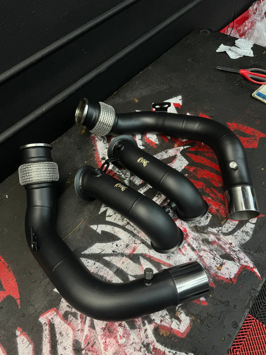 RVNG Raceworks - S63 High Temp Coated 3" Race Downpipes for BMW F9X M5 / M8